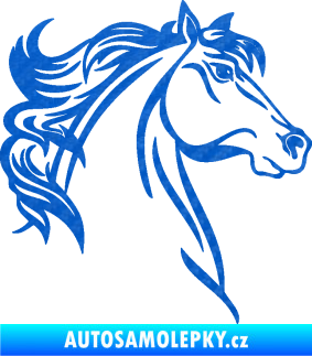 Samolepka Kůň 100 pravá 3D karbon modrý
