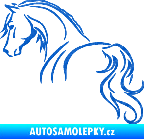 Samolepka Kůň 104 levá 3D karbon modrý