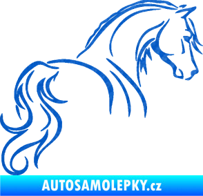 Samolepka Kůň 104 pravá 3D karbon modrý