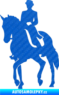 Samolepka Kůň drezura levá 3D karbon modrý