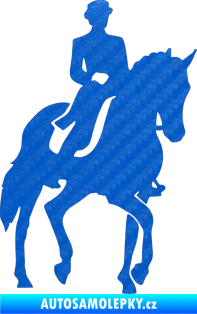 Samolepka Kůň drezura pravá 3D karbon modrý