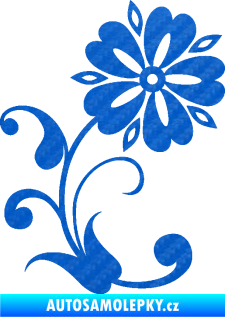 Samolepka Květina dekor 001 pravá 3D karbon modrý