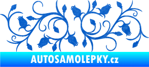 Samolepka Květina dekor 010 pravá růžičky 3D karbon modrý