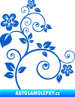 Samolepka Květina dekor 012 pravá 3D karbon modrý