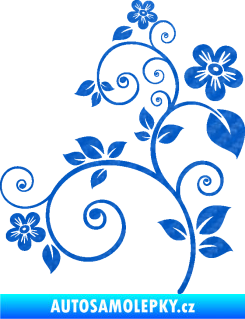 Samolepka Květina dekor 012 levá 3D karbon modrý