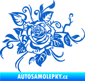 Samolepka Květina dekor 016 levá růže 3D karbon modrý