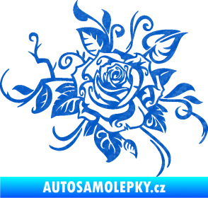 Samolepka Květina dekor 016 pravá růže 3D karbon modrý