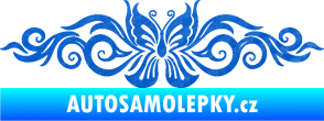 Samolepka Květina dekor 017 motýl 3D karbon modrý