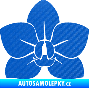 Samolepka Květina dekor 023 orchidej květ 3D karbon modrý