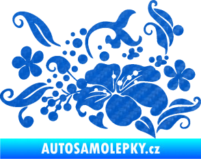 Samolepka Květina dekor 024 levá 3D karbon modrý
