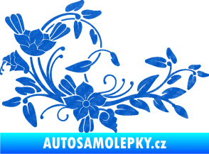 Samolepka Květina dekor 025 levá 3D karbon modrý