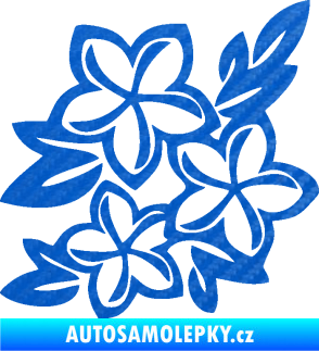 Samolepka Květina dekor 032 levá 3D karbon modrý