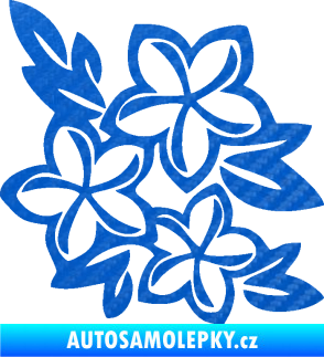 Samolepka Květina dekor 032 pravá 3D karbon modrý