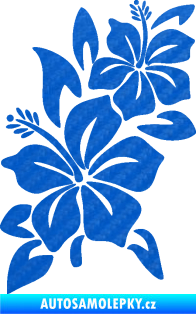 Samolepka Květina dekor 033 levá ibišek 3D karbon modrý