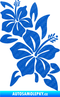 Samolepka Květina dekor 033 pravá ibišek 3D karbon modrý