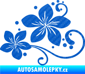 Samolepka Květina dekor 035 levá 3D karbon modrý