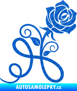 Samolepka Květina dekor 036 pravá růže 3D karbon modrý