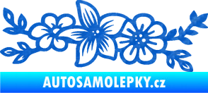 Samolepka Květina dekor 037 pravá 3D karbon modrý