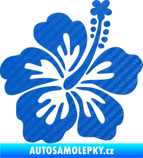 Samolepka Kytička 001 pravá ibišek 3D karbon modrý