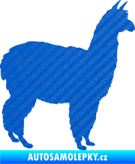 Samolepka Lama 002 pravá alpaka 3D karbon modrý