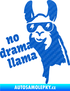 Samolepka Lama 005 no drama llama  3D karbon modrý