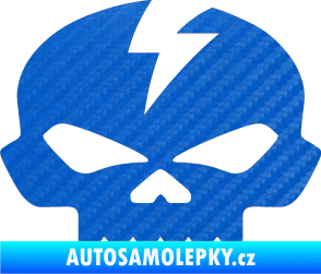 Samolepka Lebka 001 levá 3D karbon modrý