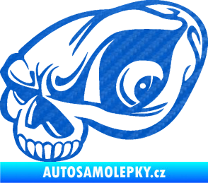 Samolepka Lebka 018 levá 3D karbon modrý