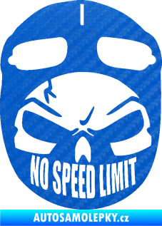 Samolepka Lebka 043 motorkář 3D karbon modrý