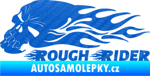 Samolepka Lebka 051 levá rough rider 3D karbon modrý