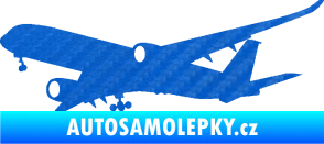 Samolepka Letadlo 017 levá Airbus A 350 3D karbon modrý