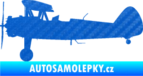 Samolepka Letadlo 020 levá Boeing Stearman model 75 biplane 3D karbon modrý