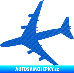 Samolepka letadlo 023 levá Jumbo Jet 3D karbon modrý