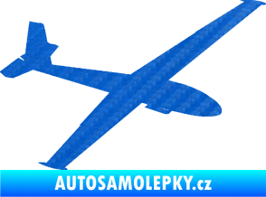 Samolepka Letadlo 025 pravá kluzák 3D karbon modrý