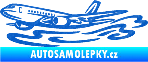Samolepka Letadlo 026 levá v oblacích 3D karbon modrý