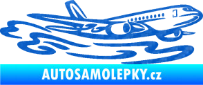 Samolepka Letadlo 026 pravá v oblacích 3D karbon modrý