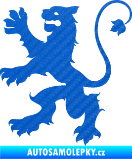 Samolepka Lev heraldika 002 levá 3D karbon modrý