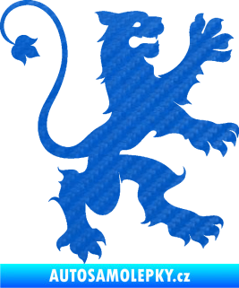 Samolepka Lev heraldika 002 pravá 3D karbon modrý