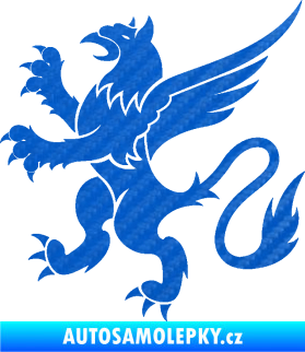 Samolepka Lev heraldika 003 levá 3D karbon modrý