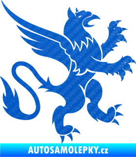 Samolepka Lev heraldika 003 pravá 3D karbon modrý