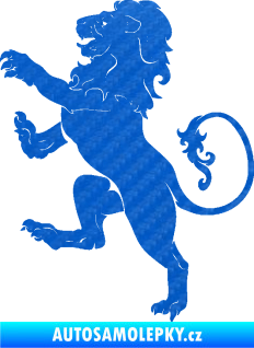 Samolepka Lev heraldika 004 levá 3D karbon modrý