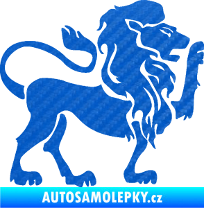 Samolepka Lev zvěrokruh 005 pravá 3D karbon modrý