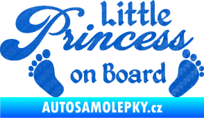Samolepka Little princess on board 002 nápis s nožičkami 3D karbon modrý