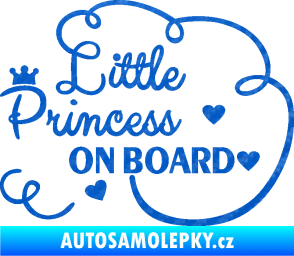 Samolepka Little princess on board nápis 3D karbon modrý