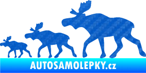 Samolepka Losí rodinka levá 3D karbon modrý
