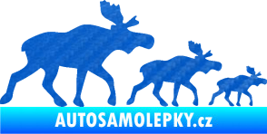 Samolepka Losí rodinka pravá 3D karbon modrý