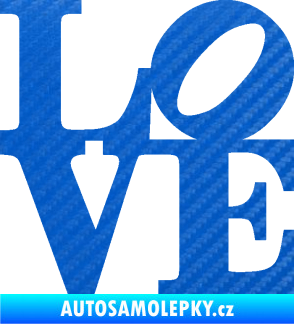 Samolepka Love 003 nápis 3D karbon modrý