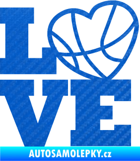 Samolepka Love basketbal 3D karbon modrý