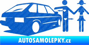 Samolepka Love car love girl levá 3D karbon modrý