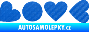 Samolepka Love skládaný nápis 3D karbon modrý
