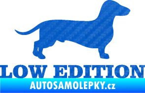 Samolepka Low edition pravá nápis 3D karbon modrý
